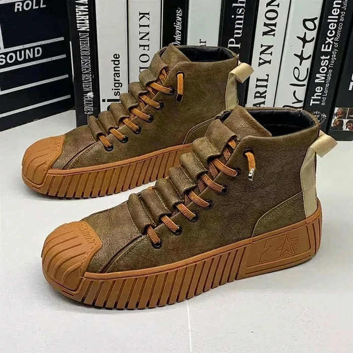 Men's High-Top Lace-Up Sneakers with Platform Sole