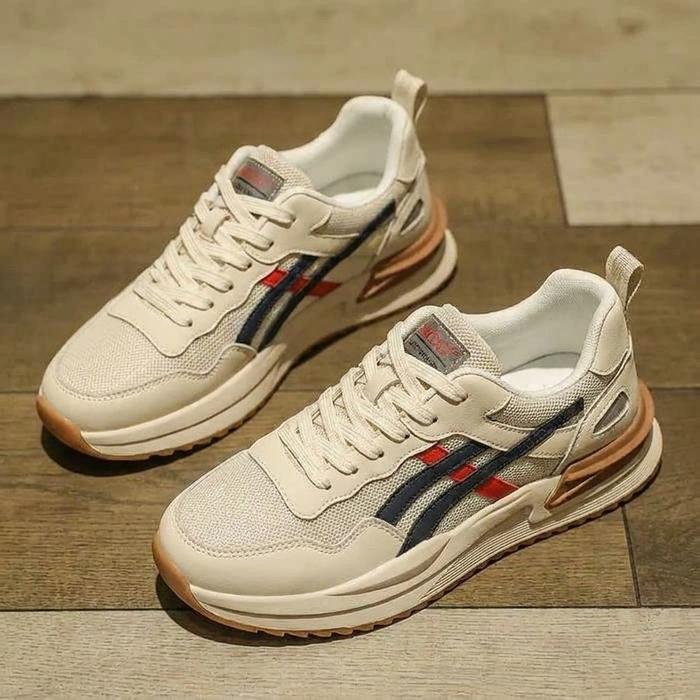 Men's Mesh Lace-Up Sneakers Retro Stripe Detail