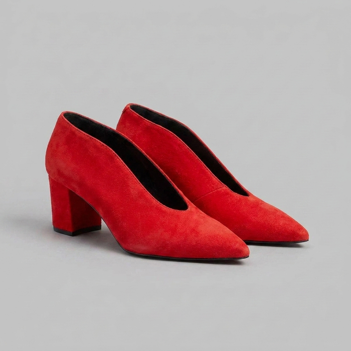 Women's Pointed Toe Block Heel Pumps Slip-On
