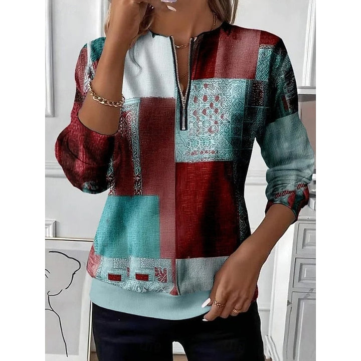 Annabel | Half-Zip color Block Sweatshirt