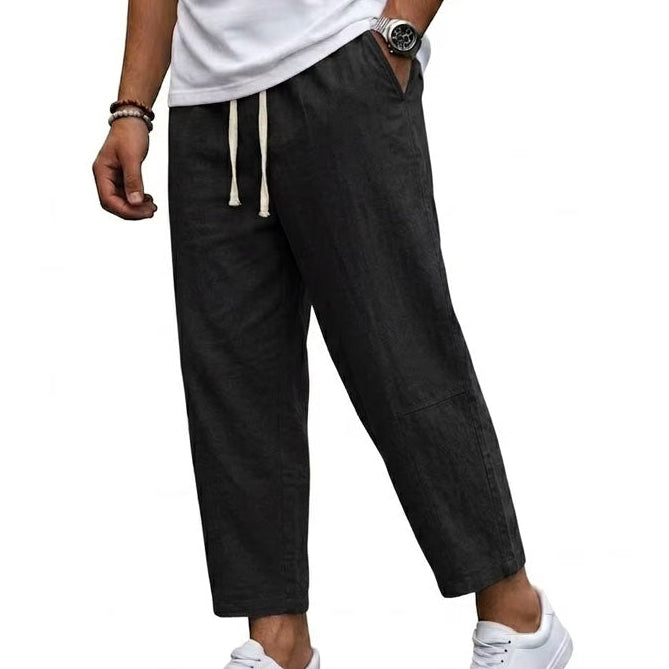 Men's Wide-Leg Drawstring Trousers with Relaxed Fit