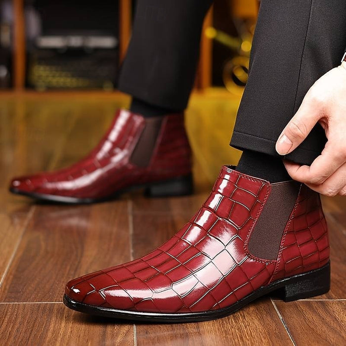 Men's Croc-Embossed Chelsea Boots Slip-On Ankle