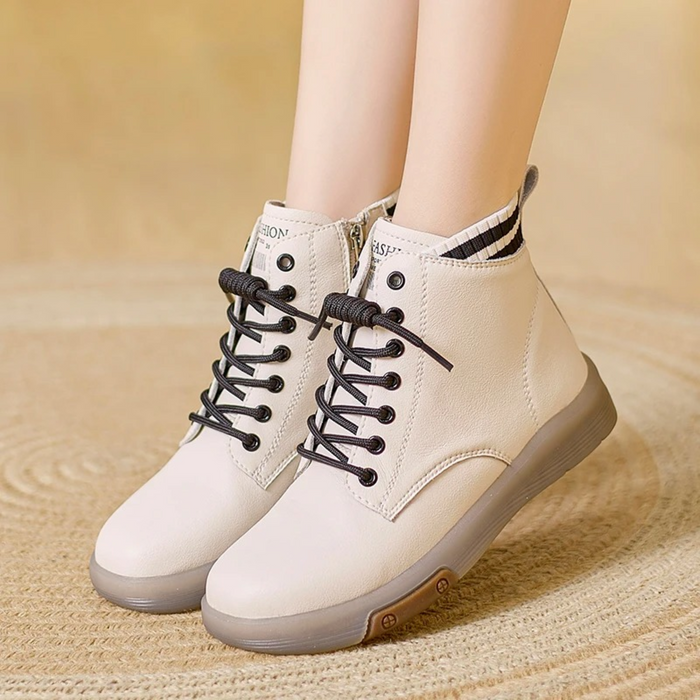 Women's Lace-Up Ankle Boots Waterproof Side Zip
