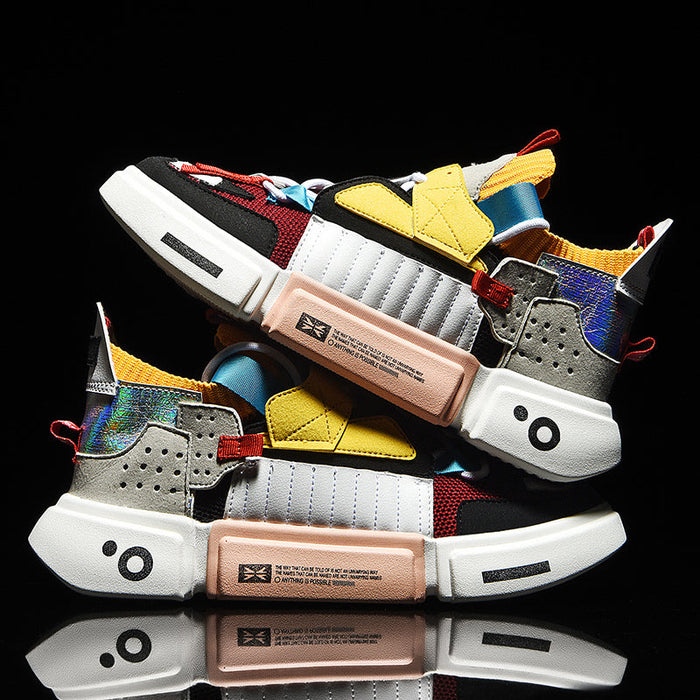 Men's Multicolor Platform Sneakers with Lace-Up Closure