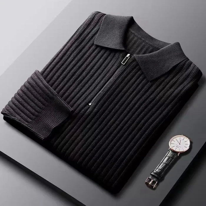 Men's Merino Polo Sweater with Zip - Ethan