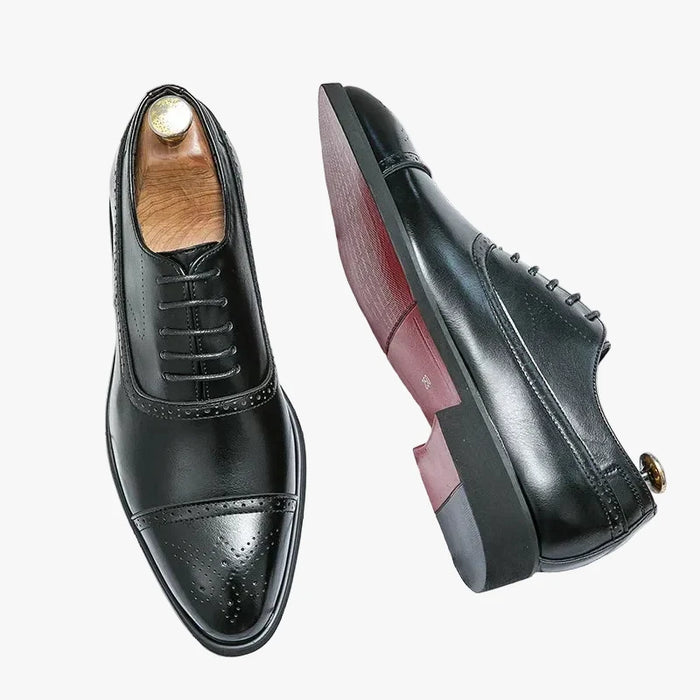 Men's Cap Toe Oxford Shoes Lace-Up Brogue Detail