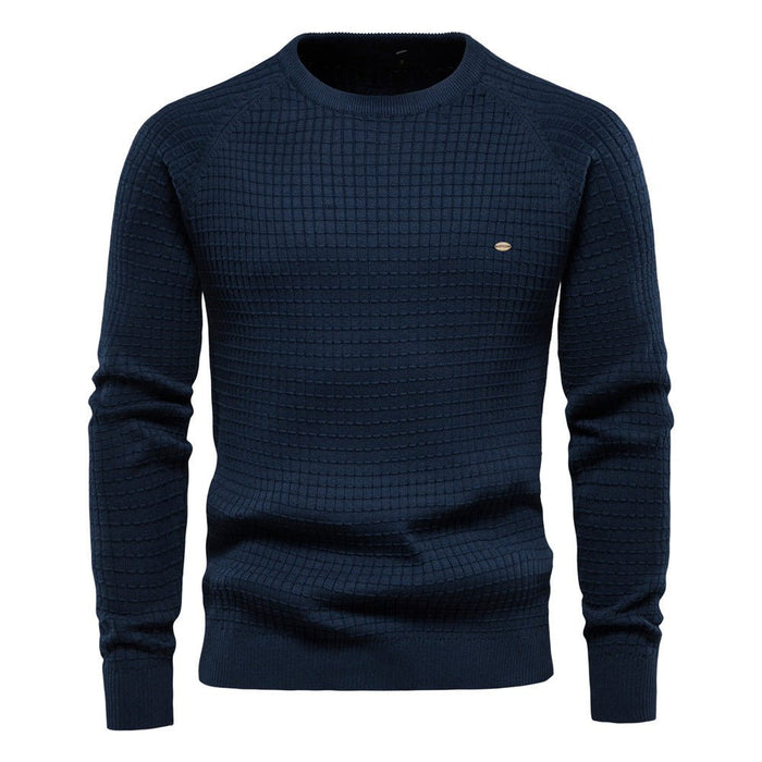 Men's Textured Crew Neck Sweater Long Sleeve