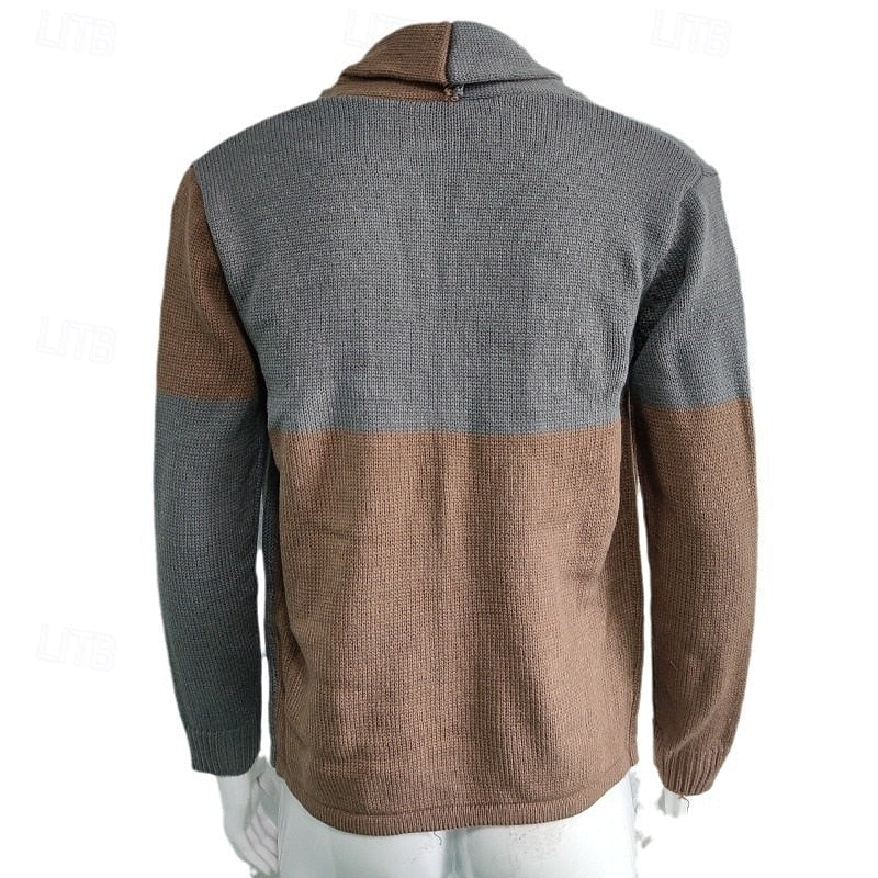 Frederick | color Block Shawl Collar Cardigan
