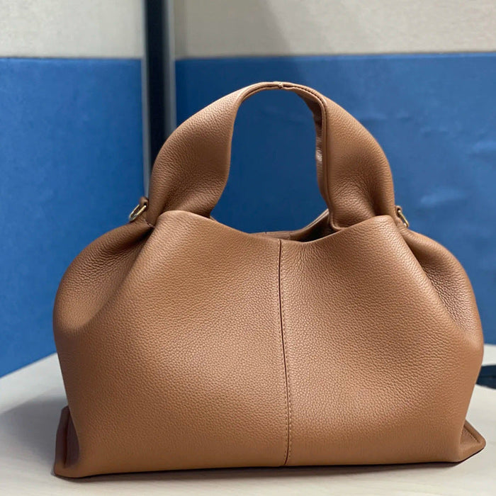 Women's Shoulder Bag with Zip Closure and Soft Handle