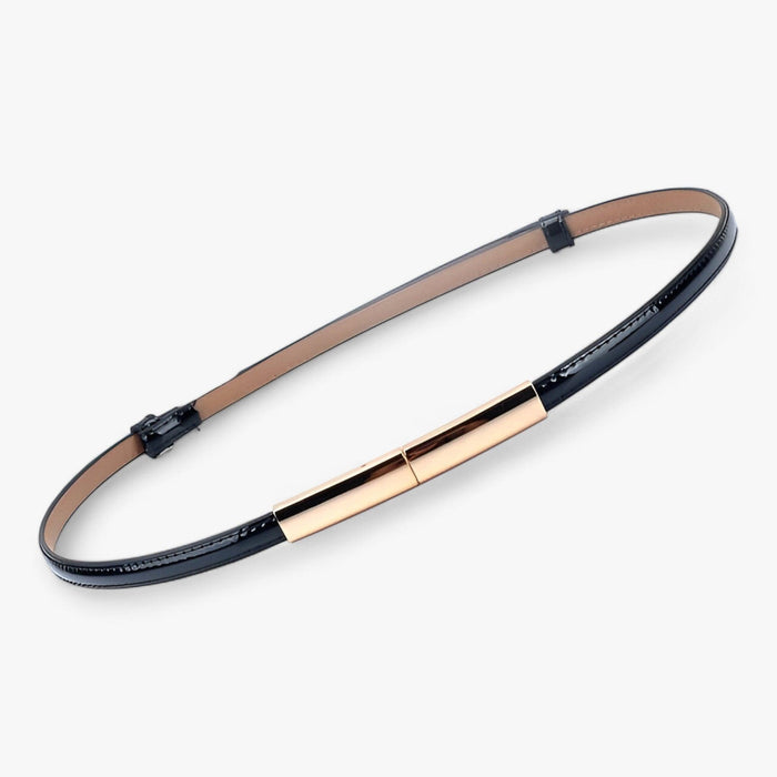 Women's Adjustable Skinny Waist Belt with Metal Accent