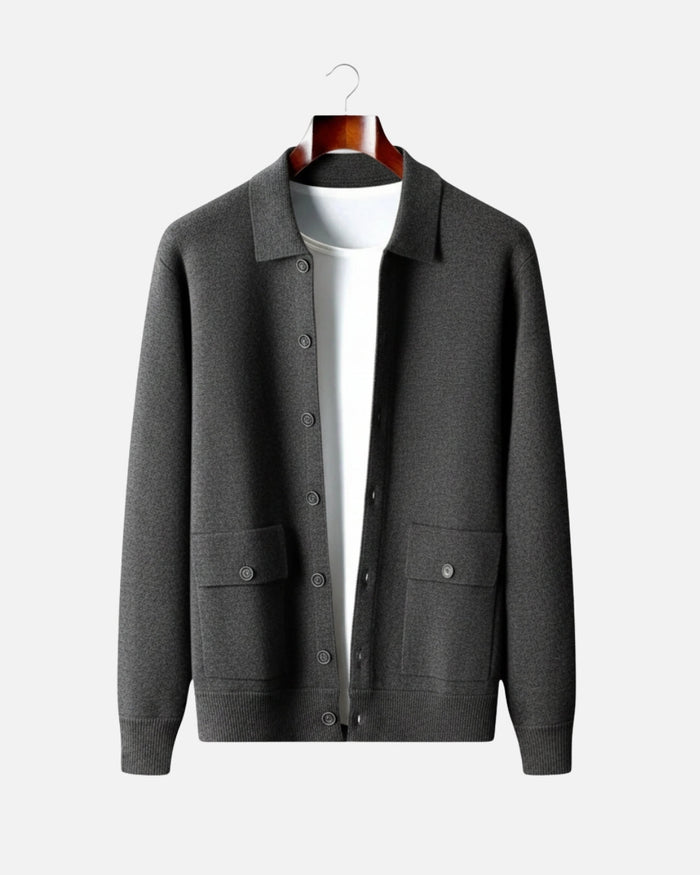 Men's Merino Overshirt with Button Front and Collar