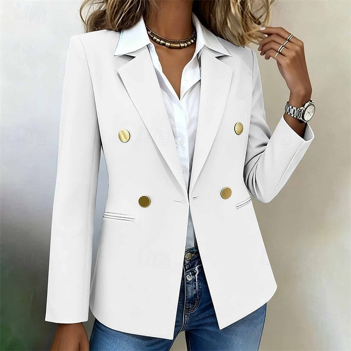 Women's Double-Breasted Tailored Blazer Gold Button